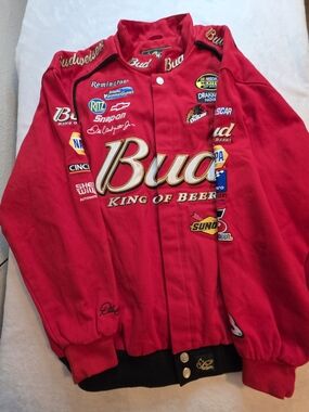 Vintage Dale Earnhardt Jr #8 Budweiser NASCAR Jacket  Chase Authentics  Size Lar